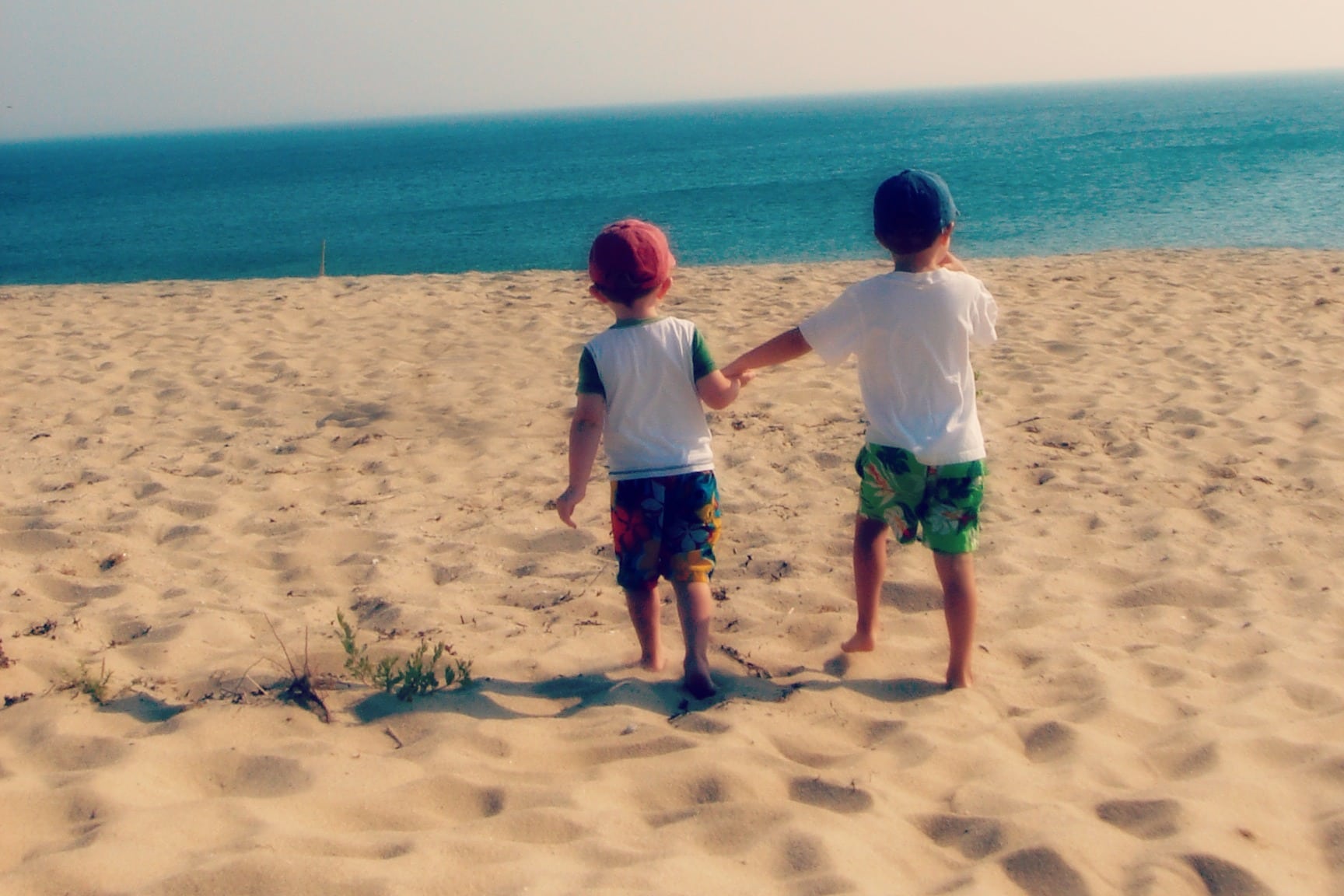 Nantucket boys on beach edit